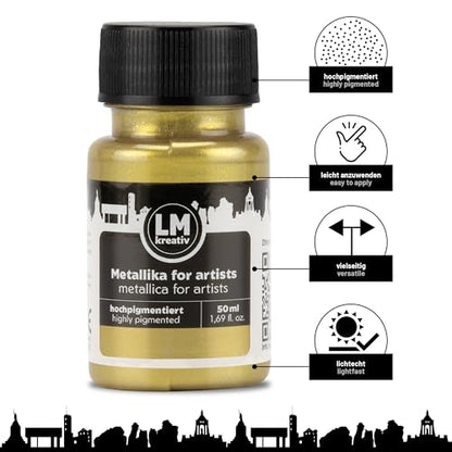 Metallic Acrylic Paint 1.69 fl oz - White Gold - Premium Metallic Paint for Artists and Crafters. High Coverage, Lightfast & Durable. Ideal for Canvas, Wood, Ceramic & More - color: White Gold