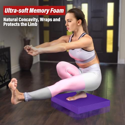 Balance Pad- Foam Balance Pad for Workout, Non-Slip & Water-Resistant Stability Trainer Mat, Soft TPE Exercise Foam Mat for Rehabilitation Stability,Physical Therapy,Fitness,Yoga (15.7" * 13" * 2") - color: Purple