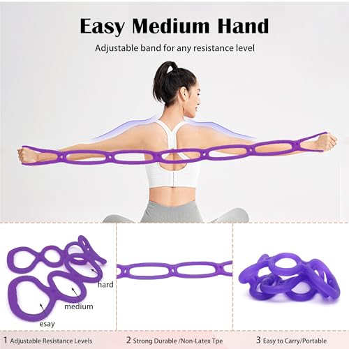 7 Ring Adjustable Loop Resistance Bands for Working Out Walk at Home，Workout Bands Exercise Stretch Band for Women&Men Fitness, Yoga, Pilates-Non-Slip, Durable Rubber, Home/Gym Use - color: Purple