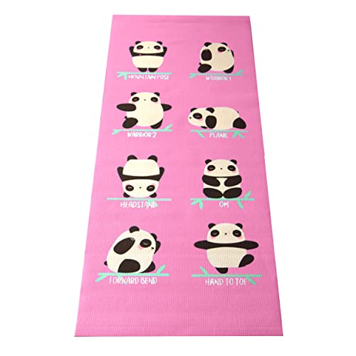 Bean Products Yoga Mat for Exercise - Non Slip Thick Comfortable Workout Floor Mat for Adults and Kids - Eco Friendly Foldable Yoga Mat for Yoga, Pilates, Gym and Stretching - color: Jelly Bean Panda, size: Kids (60" x 24")