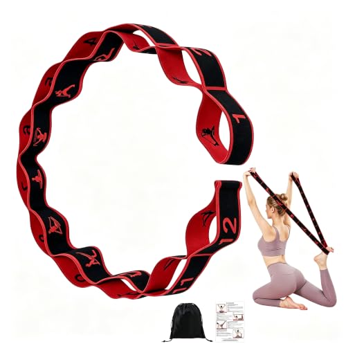 Fabric Exercise Straps, Number Stretch Resistance Bands with 10/12 Loops - color: Black, size: 12Loops