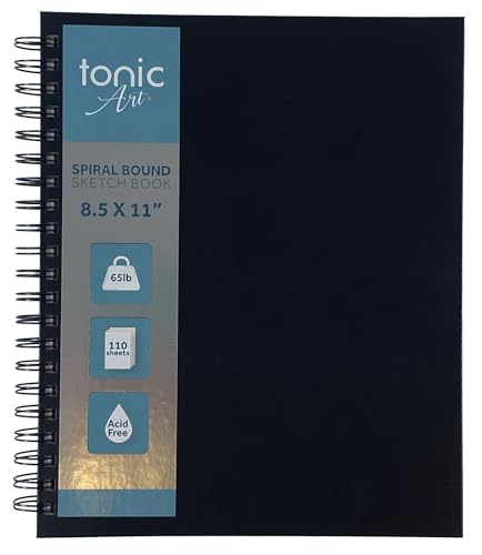 Tonic Studios Sketchbook 8.5 x 11 - Hardcover Spiral Bound Drawing Pad for Art, Sketching, and Mixed Media - 110 Sheets/220 Pages, 65lb, Acid Free
