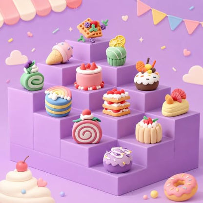 Air Dry Clay Kit -12 Desserts Modeling Clay for Kids Arts and Crafts | Ultra Light & Soft,Safe & Non-Toxic,No-Sticky & Crack,DIY Molding Clay with Sculpting Tools,Party Favors Gifts for Girls Boys - color: #06Purple- Dessert House