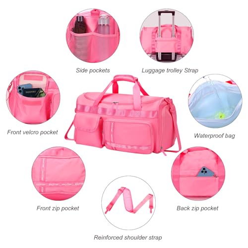 MAXTOP Large Gym Bag for Women Men Duffle Bag With Wet Dry Separation - color: Rose, style: Gym Bag