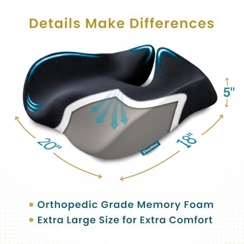 Cooling Seat Cushion for Tailbone Pain Relief, X Large Office Chair Cushion - color: Cooling Black