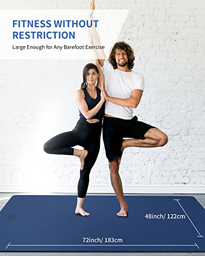 CAMBIVO 72''x48'' Large Yoga Mat, Extra Thick TPE Workout Mat - color: BLUE, size: 6mm