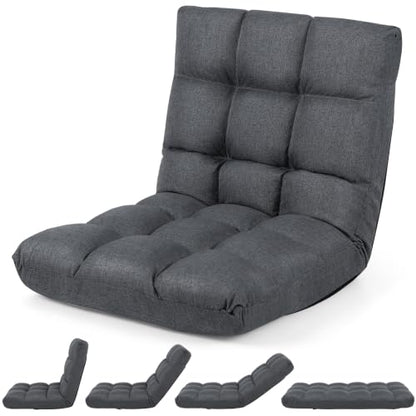GIANTEX 14-Position Adjustable Floor Chair for Adults (Gray) - color: Grey