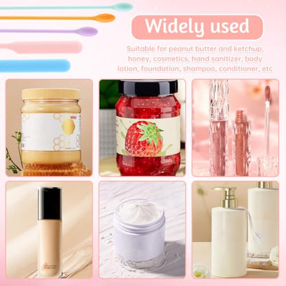 Silicone Spatula Set 5 Pcs,Double Head Beauty Spatula for Beauty and Food Reusable Silicone Stir Sticks for Makeup Jars Lotion Bottles and Kitchen Containers(5 PCS)