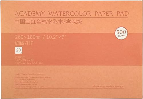MEEDEN 10X7 Watercolor Paper Block, 20 Sheets (140lb/300gsm), Smooth Surface 100% Cotton Watercolor Paper, Hot Press, Acid-Free, Art Paper for Painting & Drawing, Wet, Mixed Media - color: Hot Press, size: 10×7"