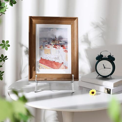 Leinuosen Metal Easel Stand 16.5" H x 8.7" W x 4.3" D Table Top Easel Stand for Display Tripod Art Picture Mirror Modern Plate Holder for Display Book Photo Wedding Sign(Silver) - color: Silver