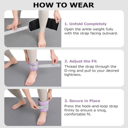 Fragraim Adjustable Ankle Weights for Women and Men, 1 Pair (2–10 lbs) - color: Purple