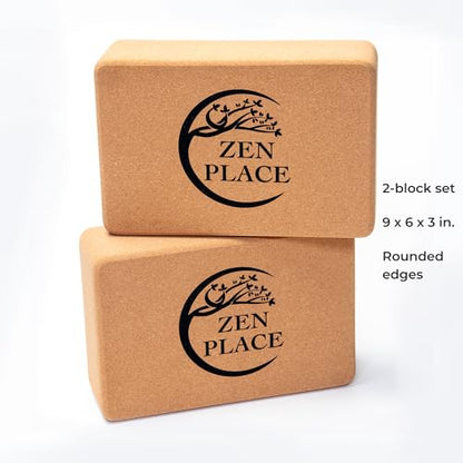 Cork Yoga Blocks 2 Pack – High Density Natural Cork Blocks for Yoga, Pilates, Stretching, Balance & Flexibility