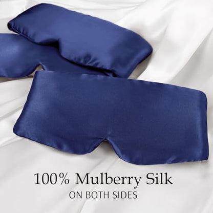Zenssia 100% Mulberry Silk Sleep Mask Eye Mask for Men and Women, Dark Blue - color: Dark Blue