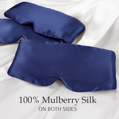 Zenssia 100% Mulberry Silk Sleep Mask Eye Mask for Men and Women, Dark Blue - color: Dark Blue