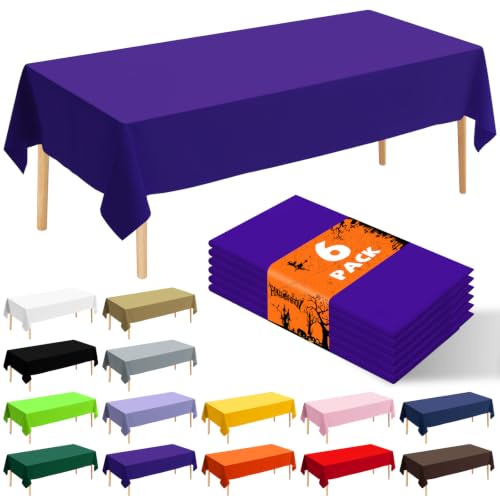 6 Pack Premium Disposable Plastic Tablecloth 54" x 108" Party Table Cloths Disposable for 6 to 8 Foot Tables Indoor or Outdoor Birthdays Weddings Christmas Anniversary Buffet Table (Dark purple) - color: Dark Purple