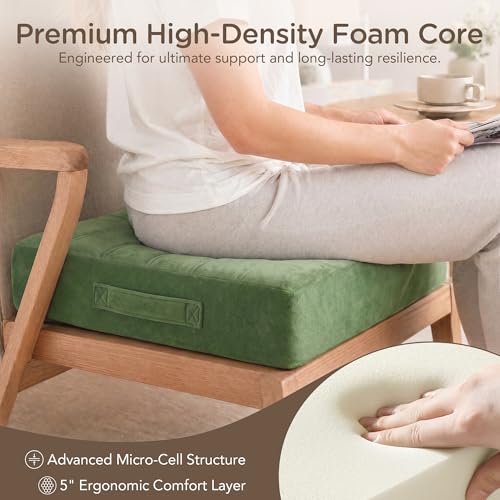 Codi Couch Cushion Replacements, 5 Inch High-Density Foam, 24 Inch Green - color: Green, size: 24 Inch (Pack of 1)