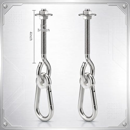Flutesan 2 Pack 4.13 x 3/8" Heavy Duty Nylon Bushing Swing Hanger 661 Lbs, Swing Set Bracket with Snap Hooks Galvanized Iron Hardware for Wood Beams, Porch Swings, Sandbag Hammocks Yoga