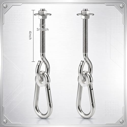 Flutesan 2 Pack 4.13 x 3/8" Heavy Duty Nylon Bushing Swing Hanger 661 Lbs, Swing Set Bracket with Snap Hooks Galvanized Iron Hardware for Wood Beams, Porch Swings, Sandbag Hammocks Yoga
