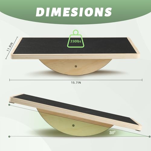 Professional Wooden Balance Board for Adults-Anti-Slip 350LBS Wobble Board for Physical Therapy Standing Desk Core Strength-Rocker Board Balancing Board - color: Classic