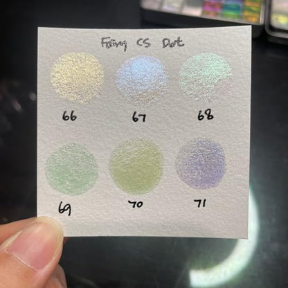 IUILE Handmade Watercolor Paints - Fairy CS Dot Card (6 colors). Color Shift, Metallic, Shiny, Shimmer - color: Fairy CS Dot