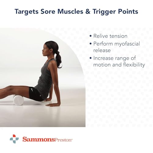 Sammons Preston Foam Therapy Roll, Back Roller, Exercise, Muscle, Yoga, 3" - size: 3" x 36"