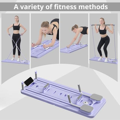 JANUA Pilates Board - Pilates Reformer Set, Multi-Purpose Foldable Pilates Reformer Board for Home, 5 in 1 Pilates Sliding Board - color: Purple