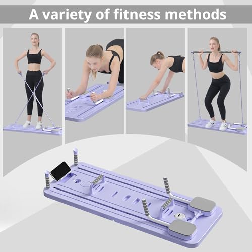 JANUA Pilates Board - Pilates Reformer Set, Multi-Purpose Foldable Pilates Reformer Board for Home, 5 in 1 Pilates Sliding Board - color: Purple
