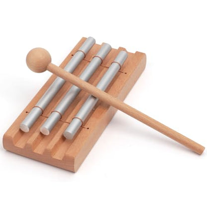3-Tone Hand Chime with 2 Mallet - Handheld Percussion Instrument with Mallet for Mindfulness, Yoga, Classroom Management and Focus Training
