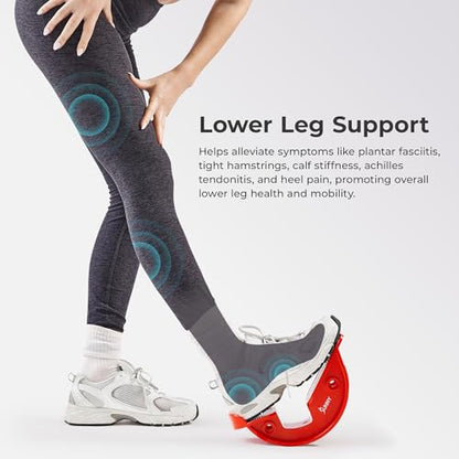 Sunny Health & Fitness Adjustable Calf & Ankle Stretcher | Plantar & Tight Calves Relief, Hamstring & Ankle Strengthener, Mobility & Stretching Device, Fits All Shoe Sizes - color: Red
