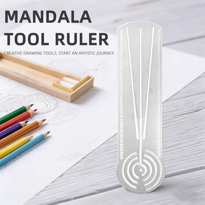 MIUPOO 3 in 1 Clear Acrylic Mandala Tool Ruler,Mandala Dot Art Circle Maker,Ruler Tool Holes,Geometric Drawing Stencil,Geometric Art Painting Ruler with Measuring Marks,1Piece.