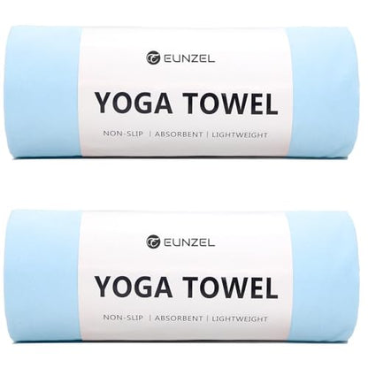 Eunzel 2 Pack Hot Yoga Towel Non Slip Yoga Mat Towel Non-Slip Sweat Absorbent Microfiber Towel for Hot Yoga, Pilates and Workout 72" x 26.5", Blue - color: Z-blue(2 Pack )
