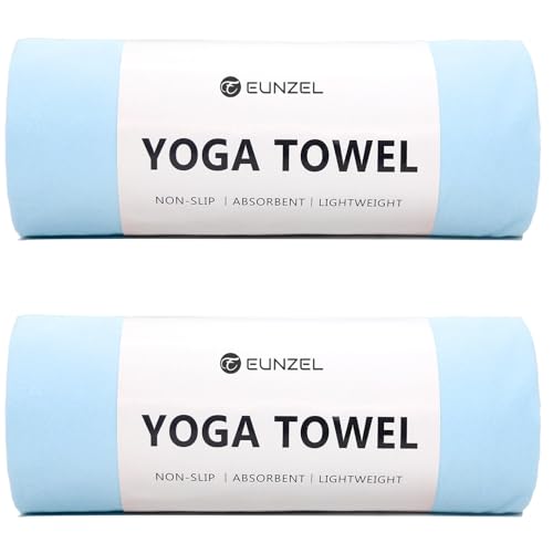 Eunzel 2 Pack Hot Yoga Towel Non Slip Yoga Mat Towel Non-Slip Sweat Absorbent Microfiber Towel for Hot Yoga, Pilates and Workout 72" x 26.5", Blue - color: Z-blue(2 Pack )