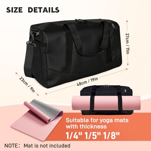 Yoga Mat Bag, Gym Workout Bag with Water Bottle Pocket, Pilates Bag for Women with Wet & Dry Pocket, Yoga Bags and Carriers Fits All Your Stuff, Yoga Tote Bag for Sports Travel Office - color: black