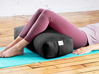 Pranayama Yoga Bolster Meditation Pillow - color: Black, size: Rectangular 28" x 12" x 8"