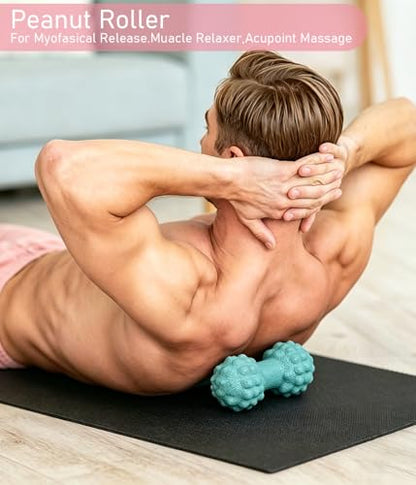 3 in 1 Foot Massage Ball Set, Standard Textured Peanut Massage Balls Kit, Deep Tissue Muscle Relaxation Therapy Tools Perfect for Home Office Gym Travel Use Green Set - color: Green Set