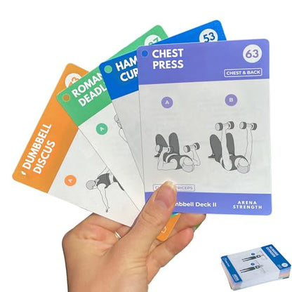 Arena Strength Workout Cards - Instructional Fitness Deck for Booty Band Workouts, Beginner Fitness Guide for Resistance Band Training Exercises at Home. Includes Workout Routines. - style: Dumbbell (Part 2)