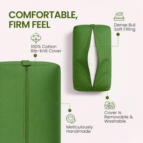 Rectangular Cotton Yoga Bolster, Yoga Pillow, Yoga Cushion, Yin yoga Bolster, Iyengar yoga bolster - color: Green
