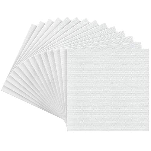 ARTEZA Canvas Panels 8x8 Inch, White Blank Pack of 14, 100% Cotton, 12.3 oz Primed, 7 oz Unprimed, Acid-Free, for Acrylic & Oil Painting, Professional Artists, Hobby Painters & Beginners - size: 8 x 8 inch, 14 pack