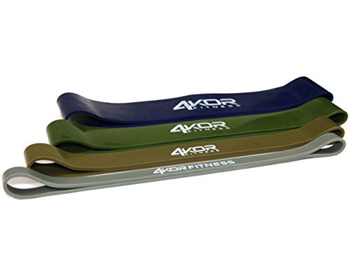 4KOR Fitness Resistance Loop Band Set, Perfect for Crossfit, Yoga, Physical Therapy, and Booty Building - color: 4 Extra Thick Bands