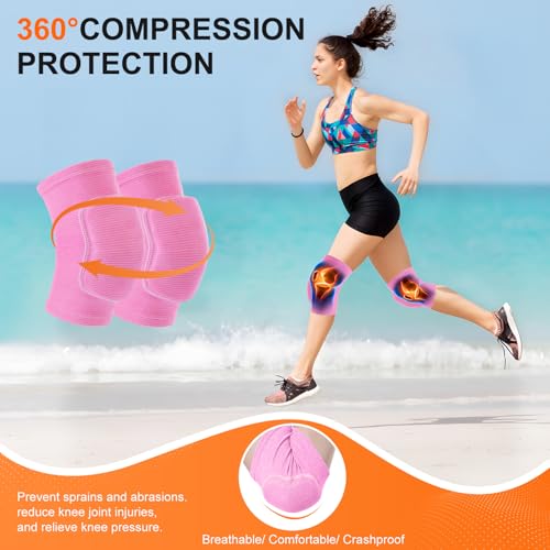 Volleyball Knee Pads for Girls Women Men Youth Kids Knees Protective - color: Pink, size: Small