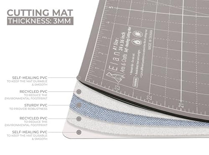 Elan Cutting Mat A4 Black & Taupe, Self Healing Cutting Mat 9x12 Inch, 5-Ply Craft Board Black, Hobby Board for Crafts 9x12 Inch - style: 12 x 9"