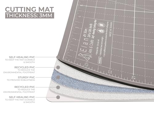 Elan Cutting Mat A4 Black & Taupe, Self Healing Cutting Mat 9x12 Inch, 5-Ply Craft Board Black, Hobby Board for Crafts 9x12 Inch - style: 12 x 9"