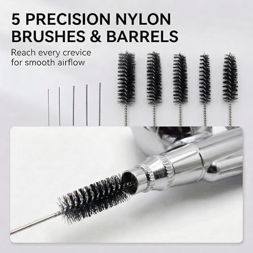 Airbrush Cleaning Kit, 12Pcs Set with Glass Pot, Brushes & Needle | Complete Airbrush Cleaning Set with Glass Cleaning Pot, Brushes, Needles and Accessories for Airbrush Maintenanc