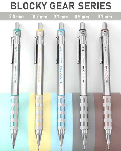Nicpro 36PCS Mechanical Pencil Set, Art Drawing Pencils 0.3-2mm in Case | Mechanical Pencils Bulk, 0.3 0.5 0.7 0.9 2mm Drafting Pencils, Metal Barrel, 326PCS Lead Refills, for Sketching, Writing - style: 5 PACK