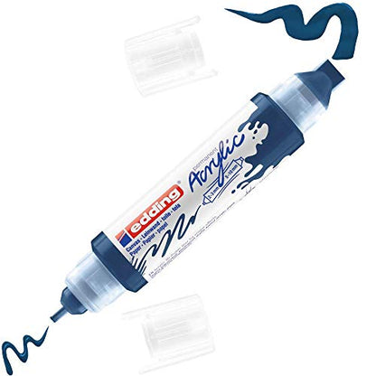 edding 5400 Acrylic 3D Double Liner - Dark-Blue - 1 Acrylic Colour Tube - 2 nozzles 2-3,5-10mm - Acrylic Paints for Canvas, Painting Boards and Wood - Waterproof acrylics in Artist-Quality Colours - color: Elegant Midnight Mat
