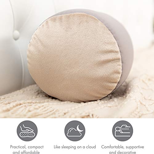 Microbead Bolster Neck Roll Pillow, 14x8 in Cylinder Tube, Stone Grey | Silky feel fabric helps prevent wrinkles & hair breakage; feather-light beads gently cushion head & shoulders as you rest - color: Stone Grey