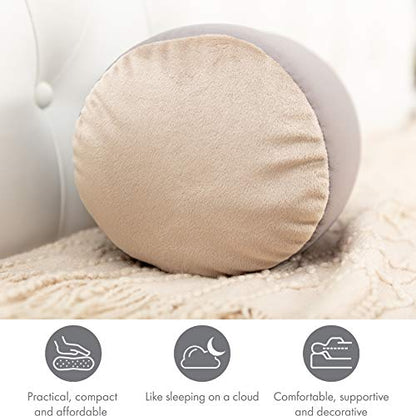 Microbead Bolster Neck Roll Pillow, 14x8 in Cylinder Tube, Stone Grey | Silky feel fabric helps prevent wrinkles & hair breakage; feather-light beads gently cushion head & shoulders as you rest - color: Stone Grey