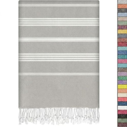 EPHESUS TOWELS Turkish Beach Towel - 38x70 inch Oversized - Sultan Design - Turkish Towel for Beach, Bath, Pool, Gym, Yoga - Prewashed, Lightweight, Quick Dry (Grey) - color: Grey