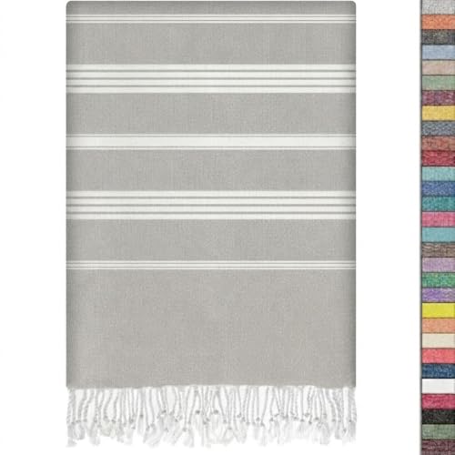 EPHESUS TOWELS Turkish Beach Towel - 38x70 inch Oversized - Sultan Design - Turkish Towel for Beach, Bath, Pool, Gym, Yoga - Prewashed, Lightweight, Quick Dry (Grey) - color: Grey