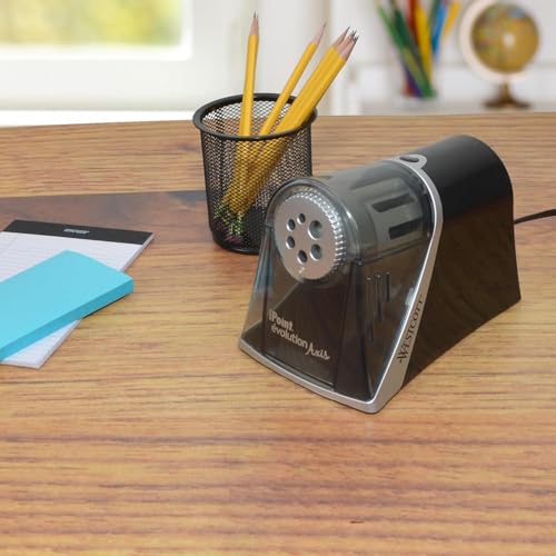 Westcott iPoint Evolution Axis Heavy Duty Electric Pencil Sharpener for Classroom, Black and Silver - size: Pack of 1, style: iPoint Evolution Axis